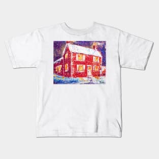 Winter Evening In The Village Kids T-Shirt